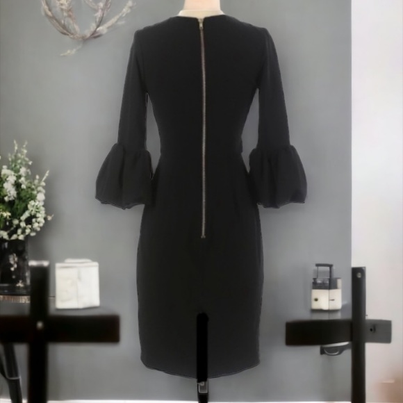 ALEXIA ADMOR BLACK BELL SLEEVE DRESS SIZE SMALL - Picture 2 of 11
